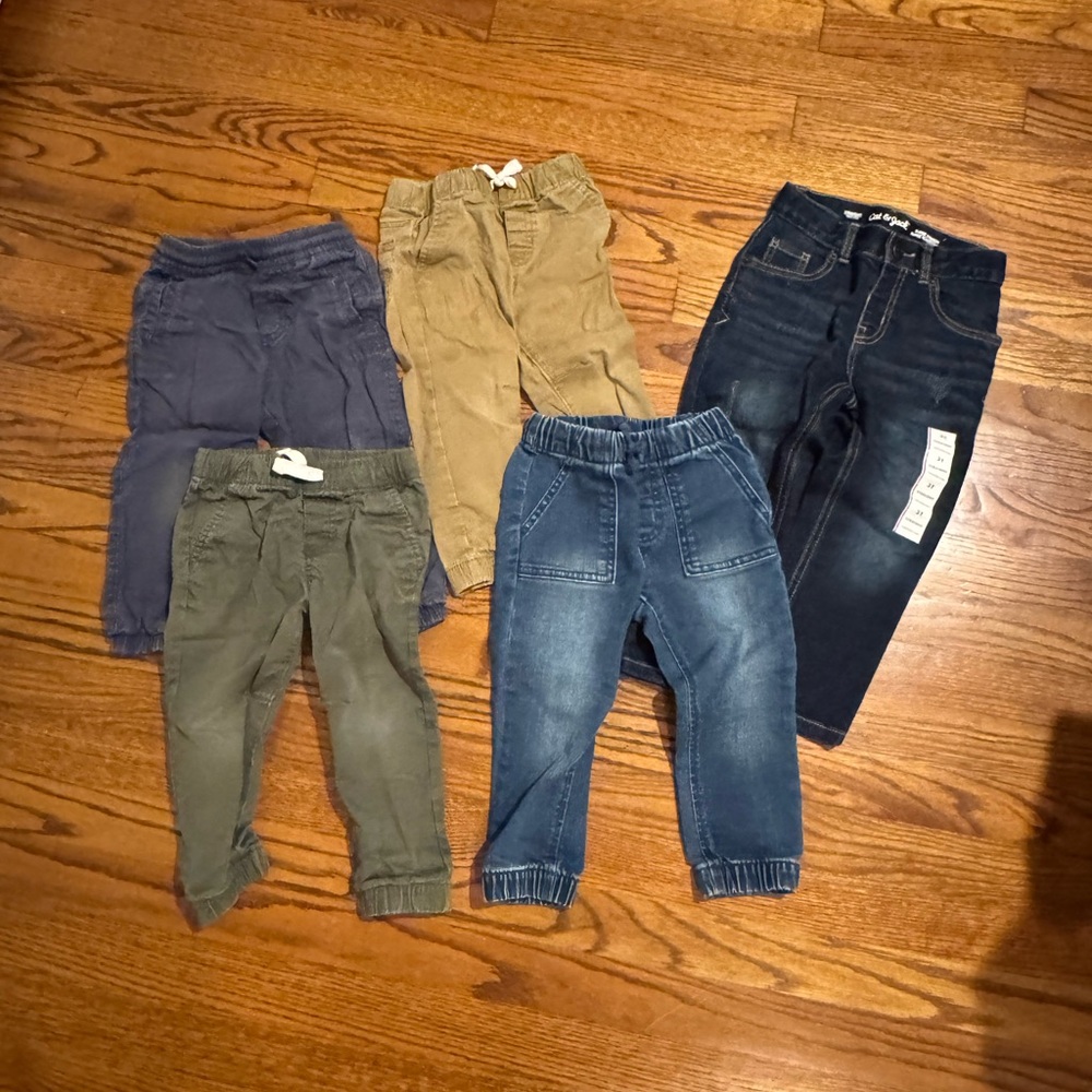 Cat & Jack Kids Jeans and Pants Set - Blue, Tan, Green